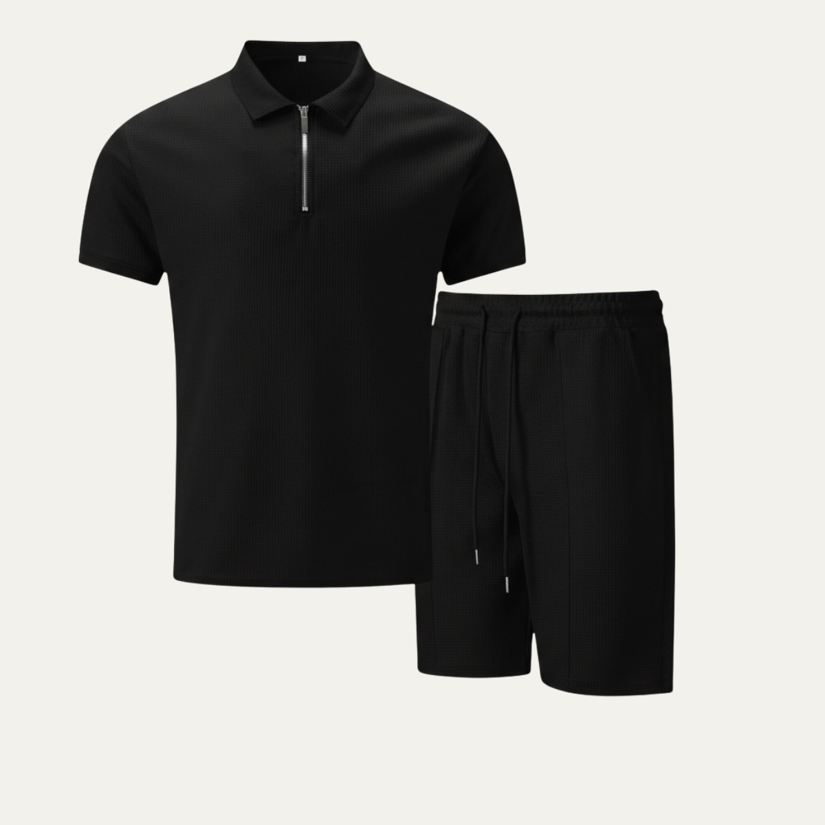 Axel | Men's Sweatsuit Cream Short Sleeve Polo Shirt Shorts Set