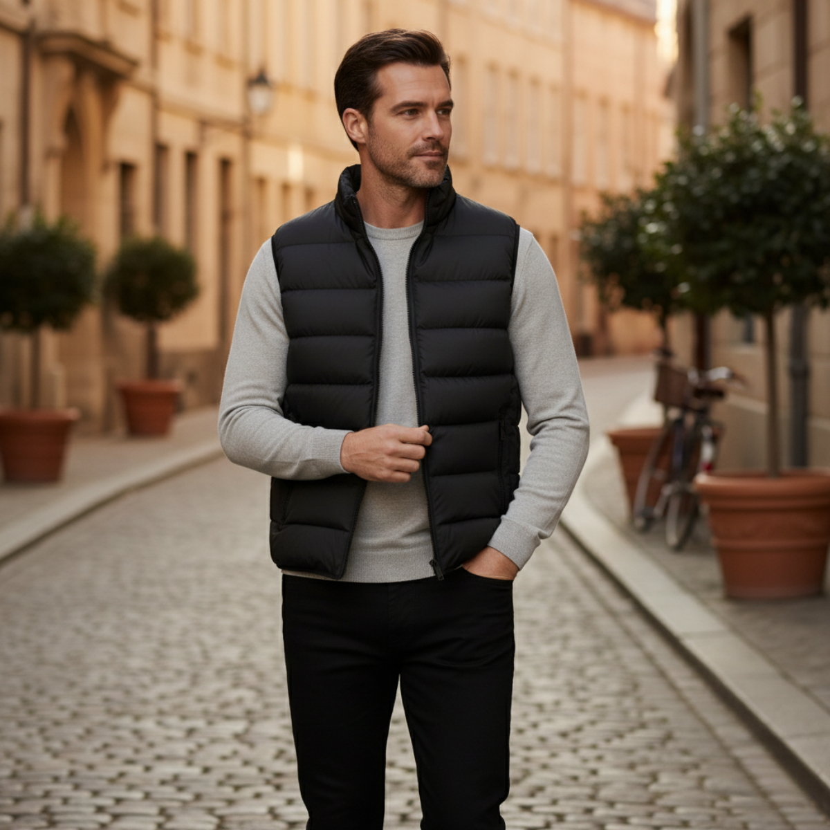 Axel | Men's Puffer Vest Navy Quilted Zip Pocket