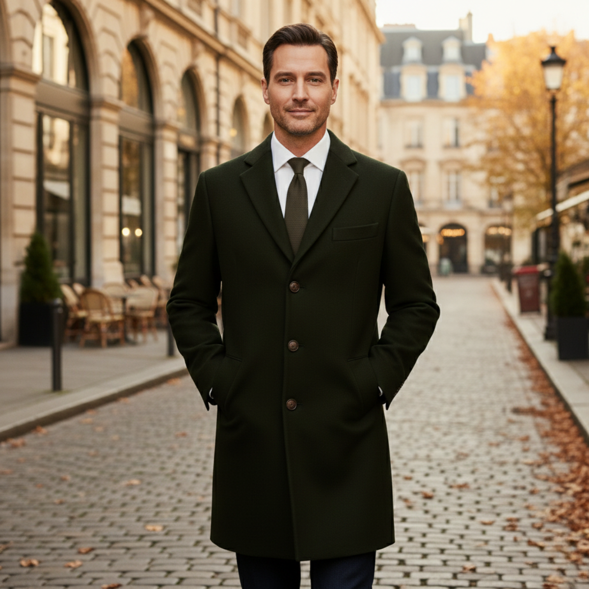 Blake | Men's Smart Single Breasted Wool Overcoat Black