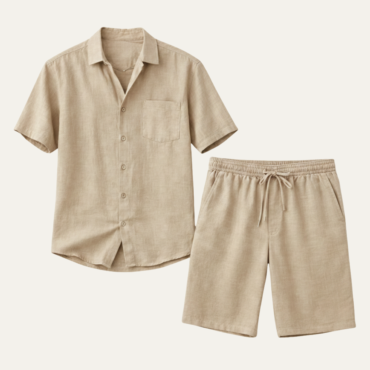 Eli | Men's Linen Shirt Shorts Set Sage Green