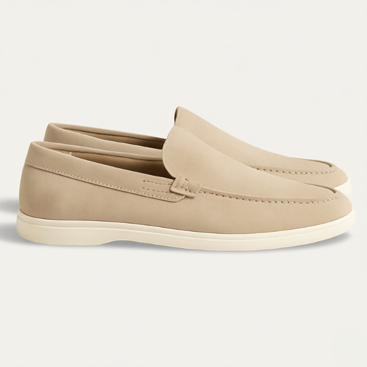 Axel | Men's Suede Loafer Cream Casual Slip On