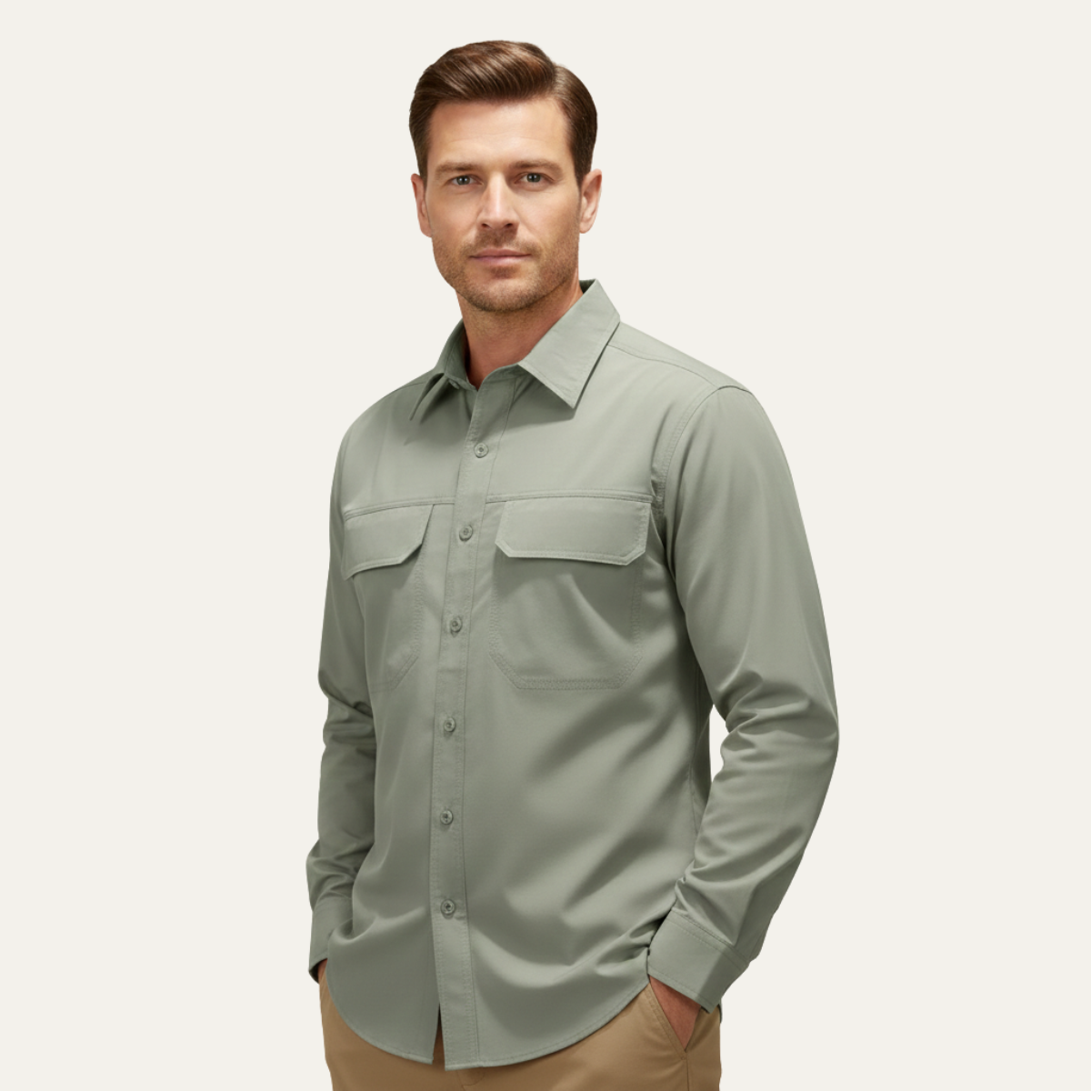 Kai | Men's Tactical Button Up Shirt Sage Green Long Sleeve