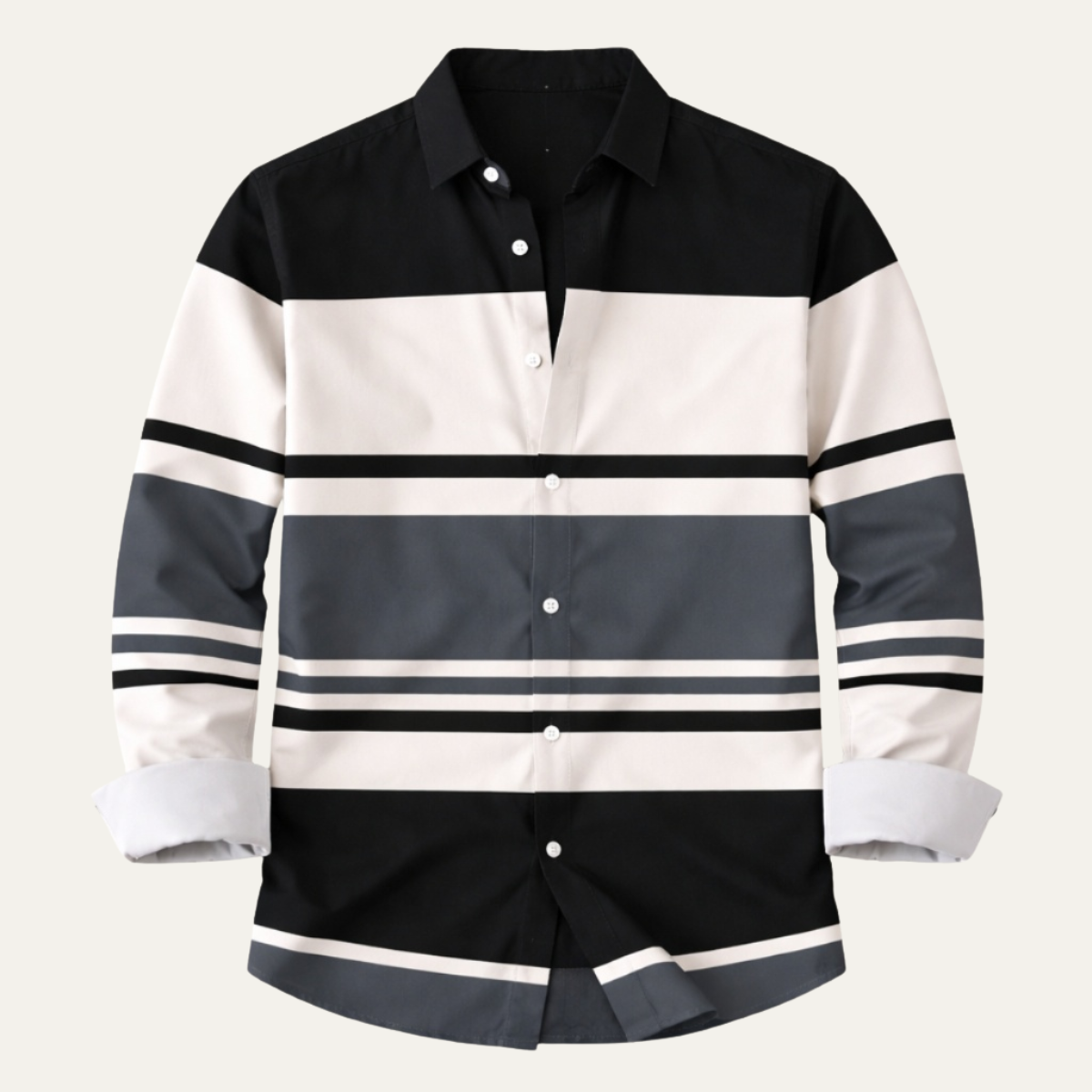 Axel | Men's Striped Button Up Shirt Orange Multi