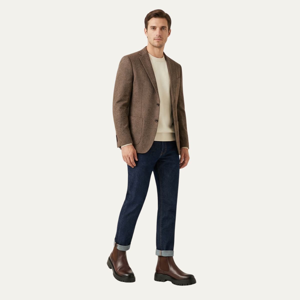 Blake | Men's Platform Leather Ankle Chelsea Boots Brown