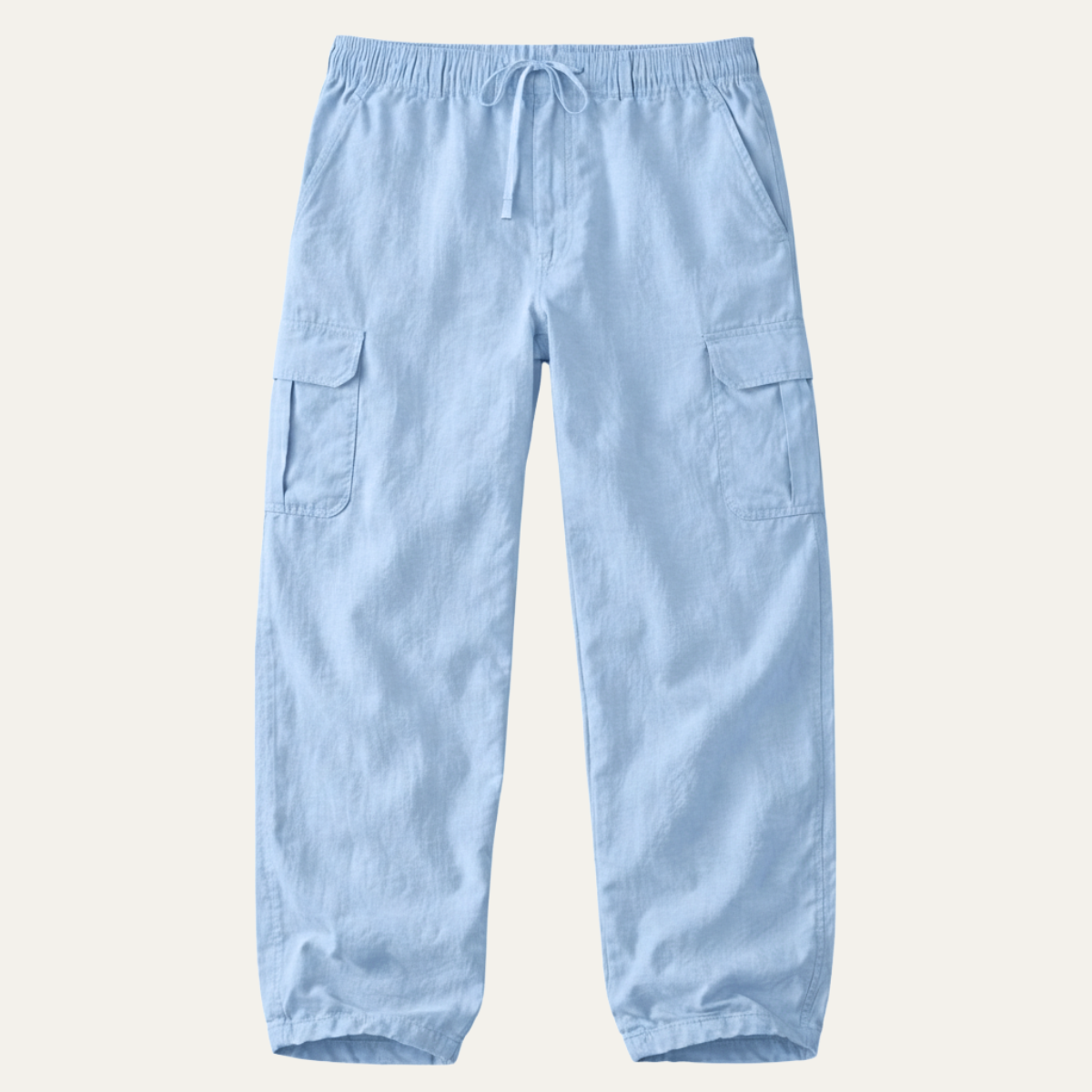 Cade | Men's Casual Linen Cargo Pants Cream Relaxed Fit