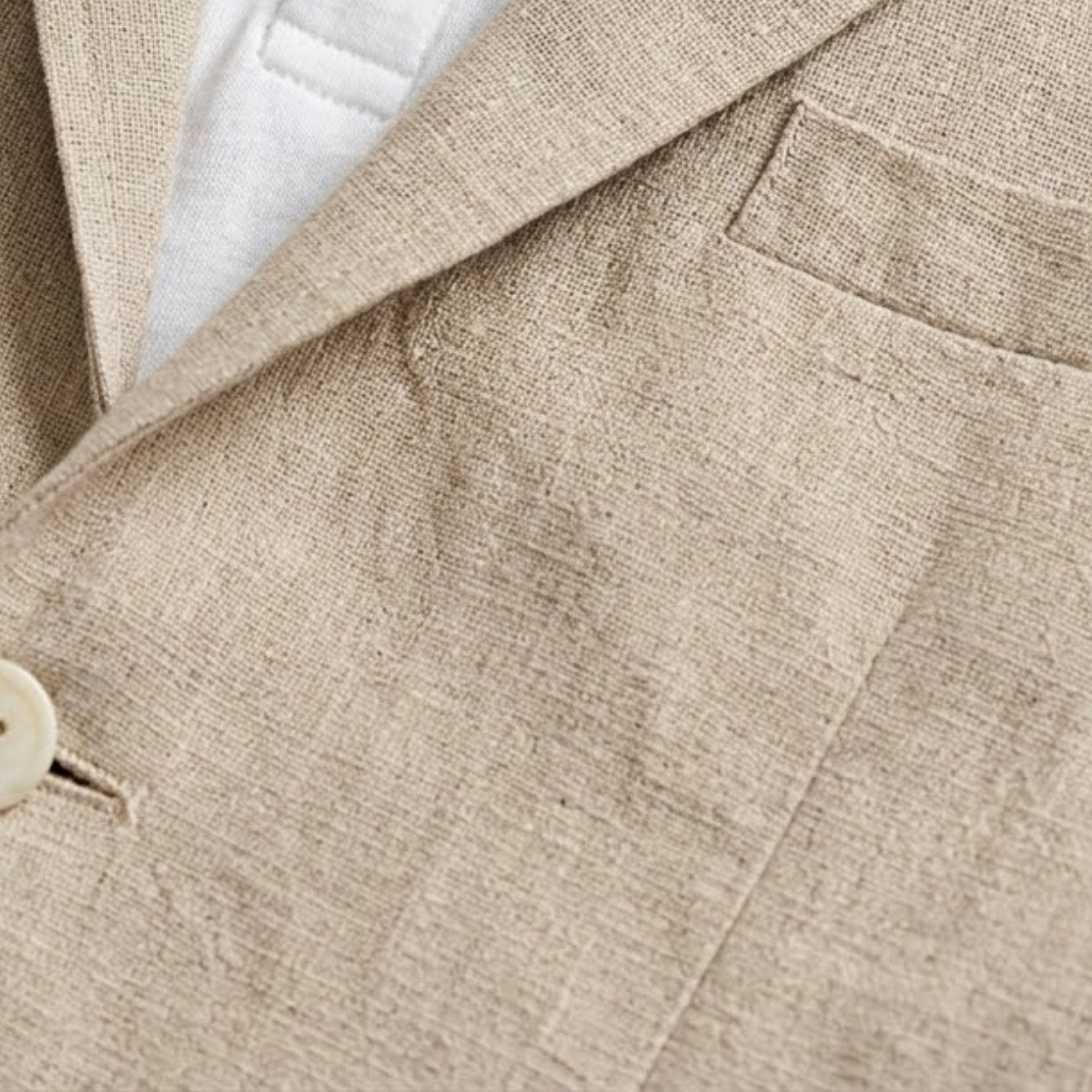 Bram | Men's Casual Linen Blazer Cream Button Front