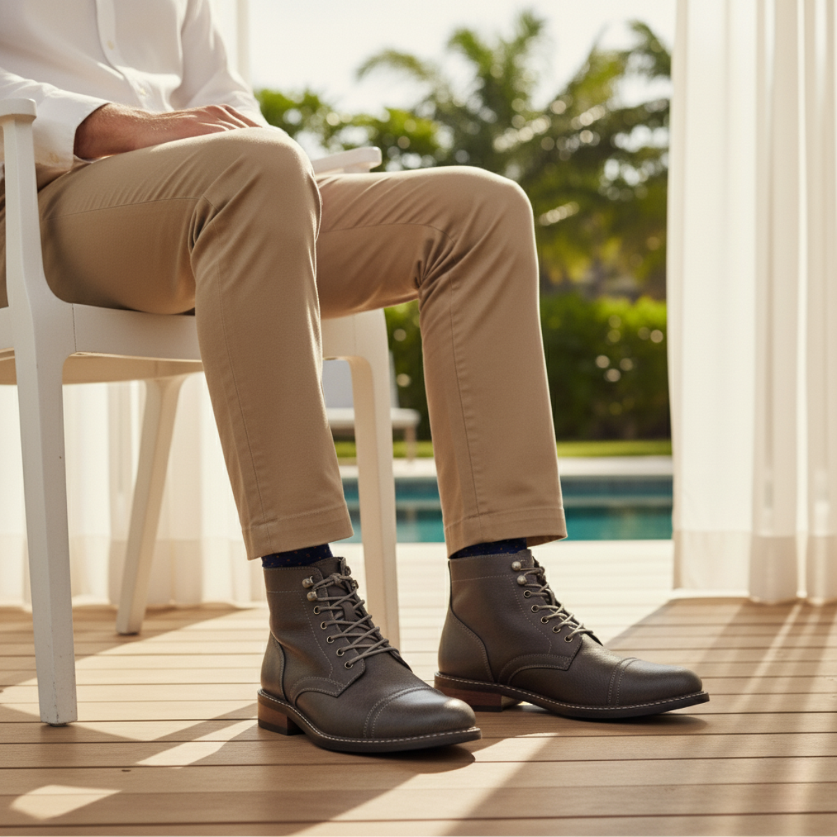 Blake | Men's Leather Lace Up Ankle Boots Gray