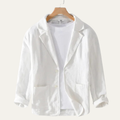 Dama Washington Beau men's linen blazer white casual button up - front view