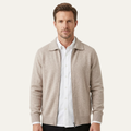 Dama Washington Callum men's cardigan cream wool blend button up - front view