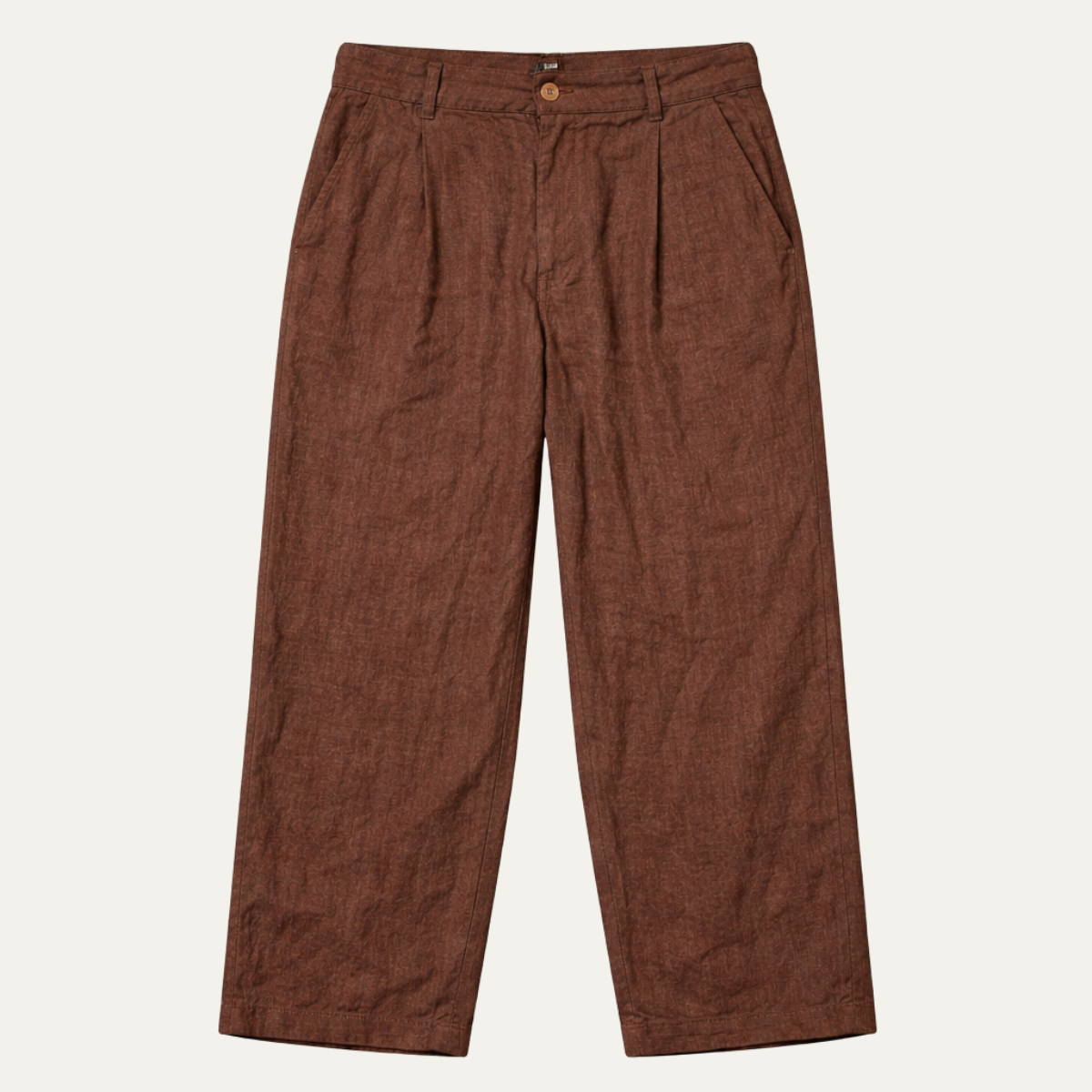 Ash | Men's Linen Pants Brown Relaxed Fit Wide Leg