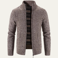 Dama Washington Bram men's cable knit cardigan gray zip up - front view