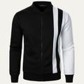 Dama Washington Axel men's colorblock zip up hoodie black white - front view