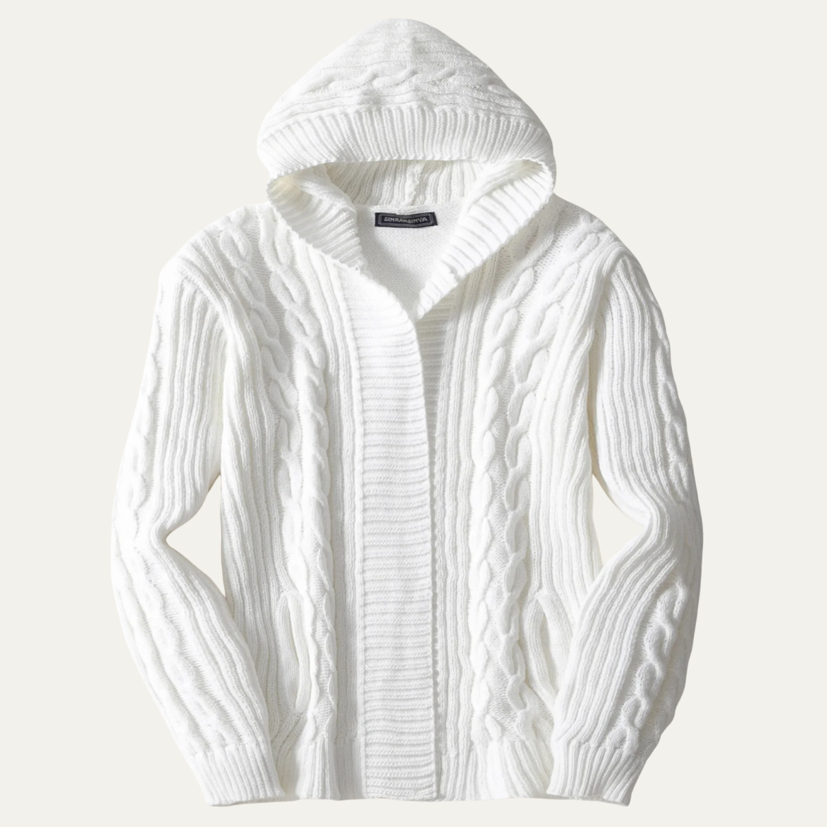 Axel | Men's Cable Knit Zip Up Hoodie Cream