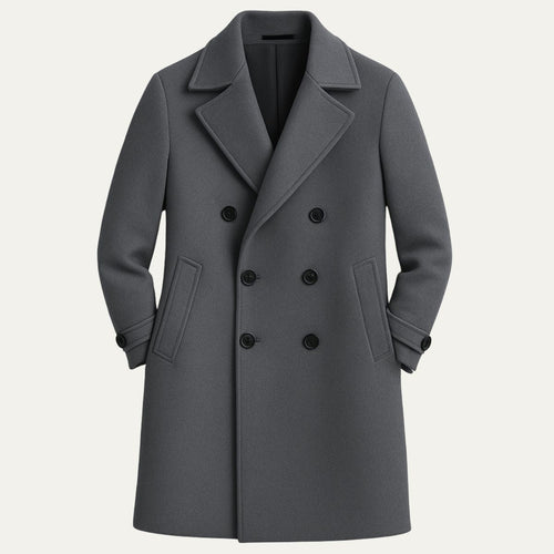 Dama Washington Axel men's double breasted wool coat gray - front view
