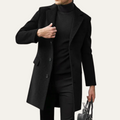 Dama Washington Voss men's wool overcoat black single breasted - front view