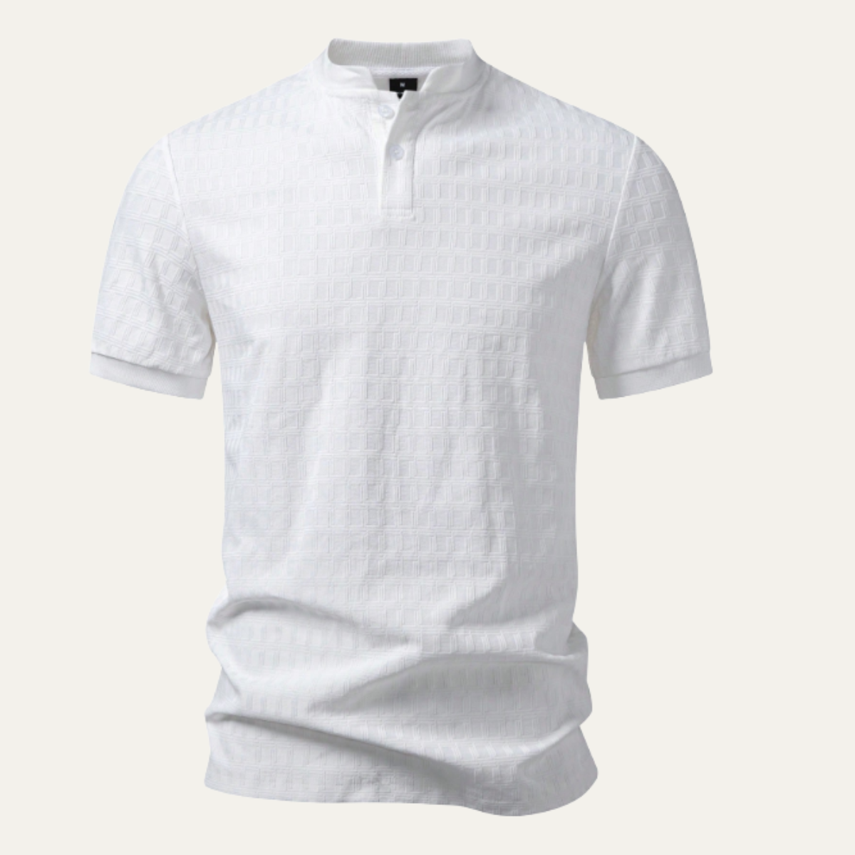 Beau | Men's Henley Shirt White Short Sleeve