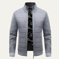 Dama Washington Axel men's quilted puffer jacket gray knit sleeves zip up - front view