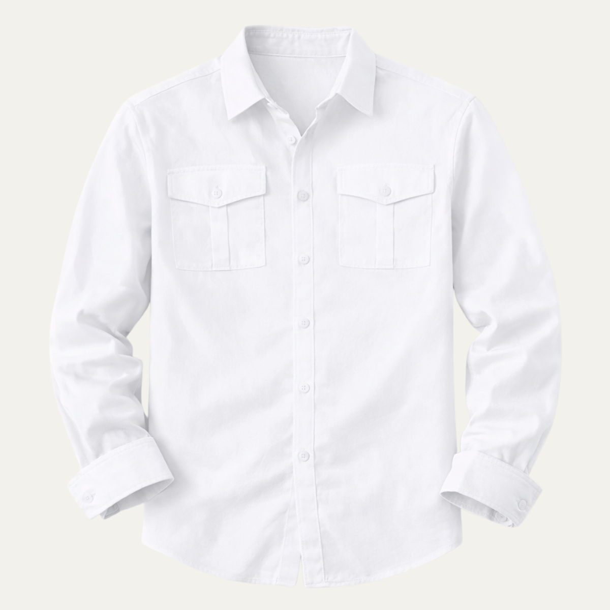 Axel | Men's Linen Shirt White Long Sleeve Button Up Casual