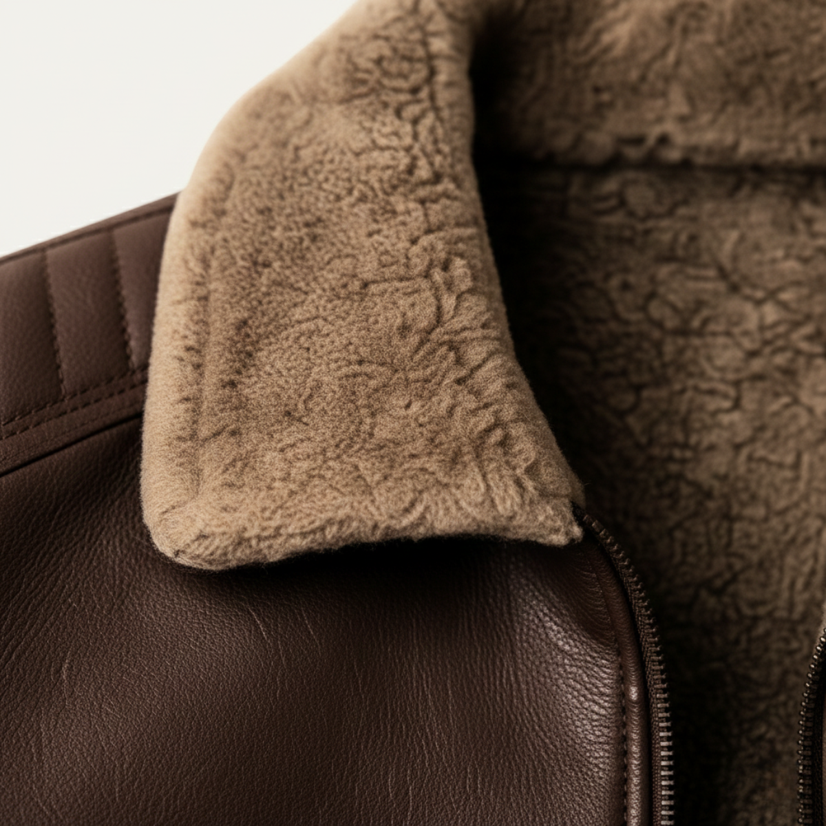 Blake | Men's Sherpa Lined Leather Jacket Brown