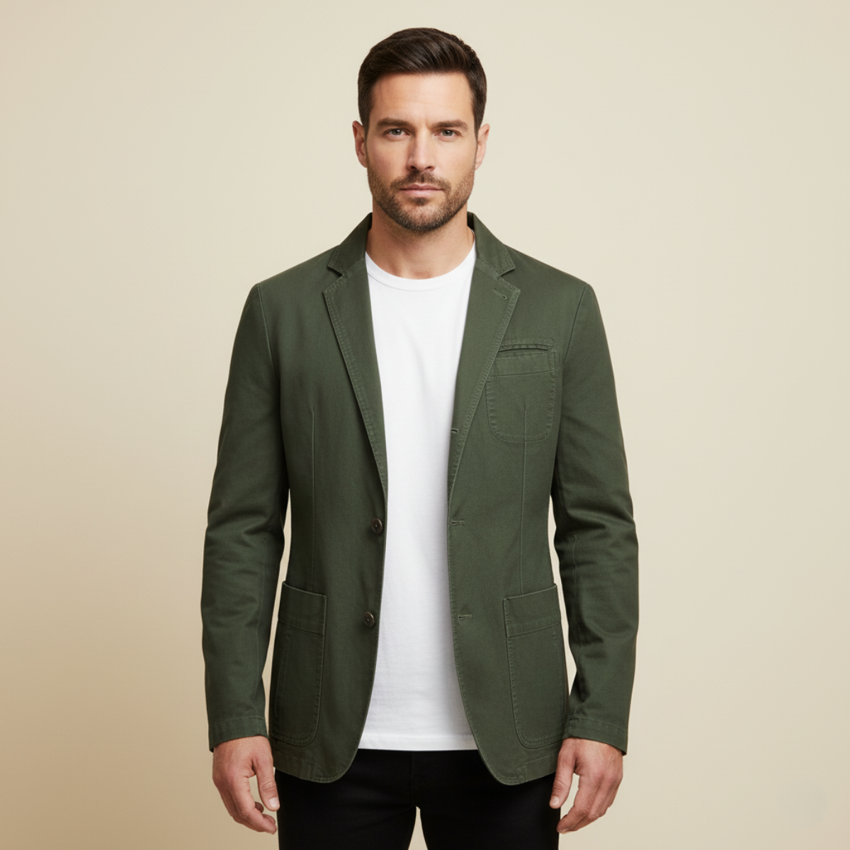 Sage | Men's Casual Cotton Blazer Olive Green Lined