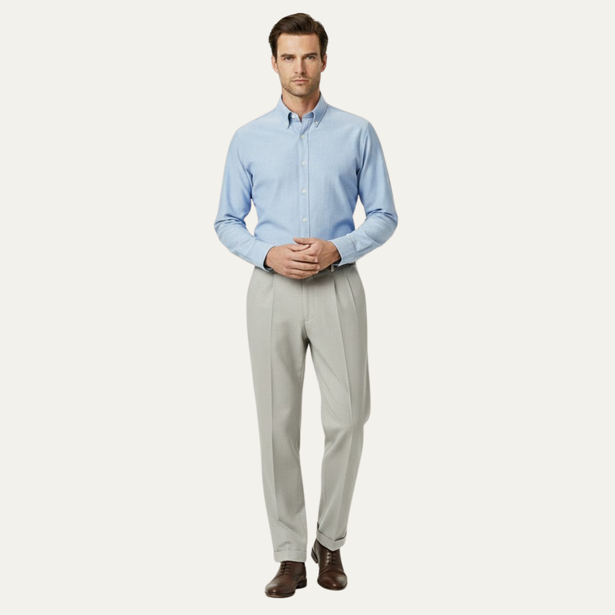 Blake | Men's Pleated Dress Pants Beige Tailored