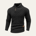 Dama Washington Bram men's textured knit turtleneck sweater charcoal - front view