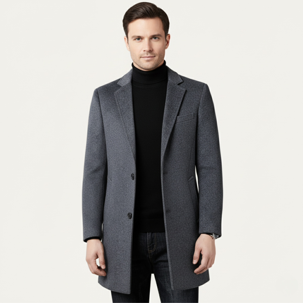 Voss | Men's Casual Wool Blazer Gray Long Tailored