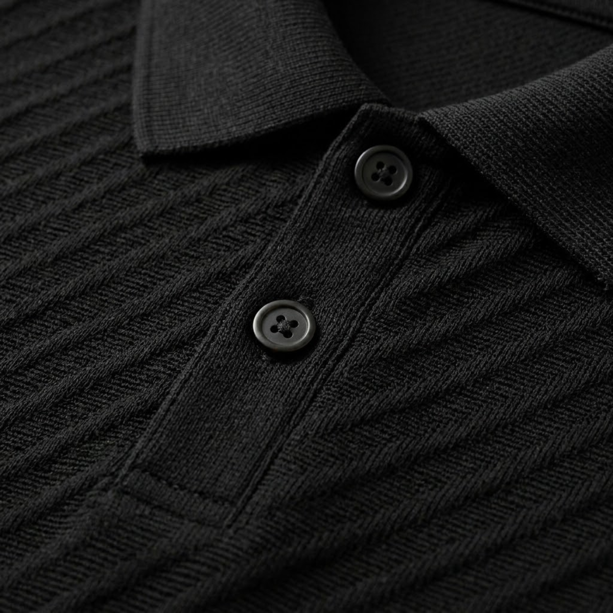 Ash | Men's Jacquard Polo Shirt Black Short Sleeve
