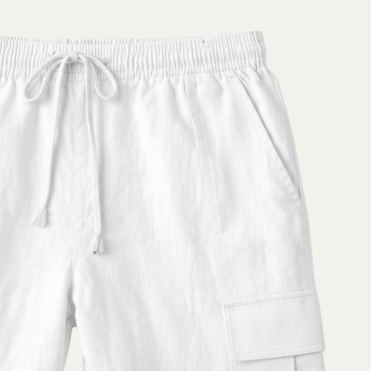 Axel | Men's Casual Loose Fit Linen Drawstring Pants White