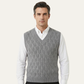 Dama Washington Blake men's cable knit sweater vest gray v neck - front view