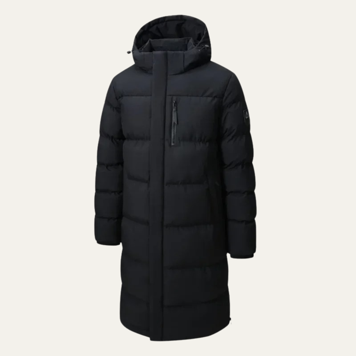 Ashton | Men's Puffer Coat Black Longline Hooded