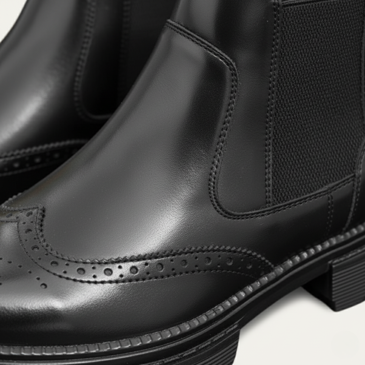 Axel | Men's Brogue Leather Chelsea Boots Black