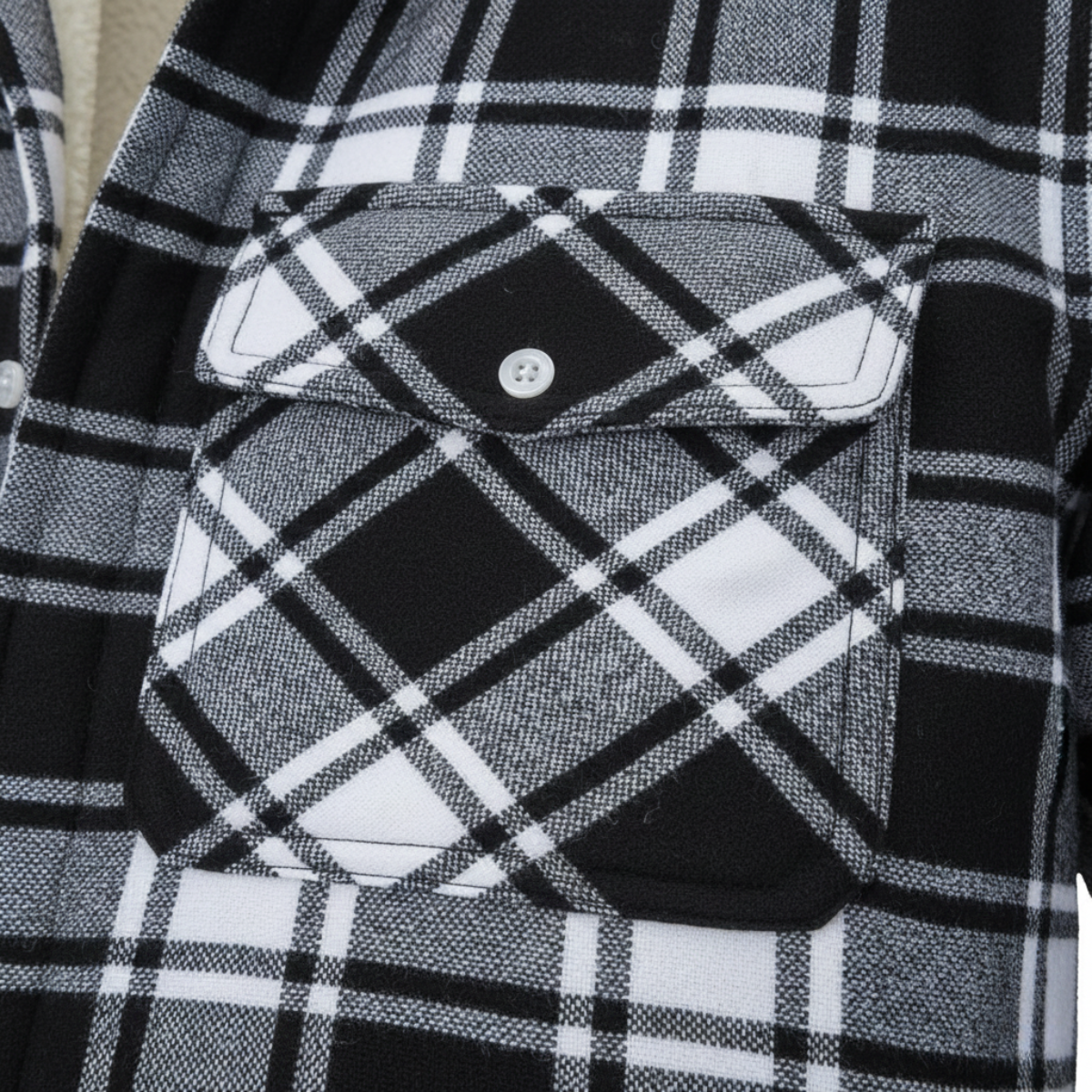 Bram | Men's Flannel Shirt Black White Plaid Long Sleeve Button Up