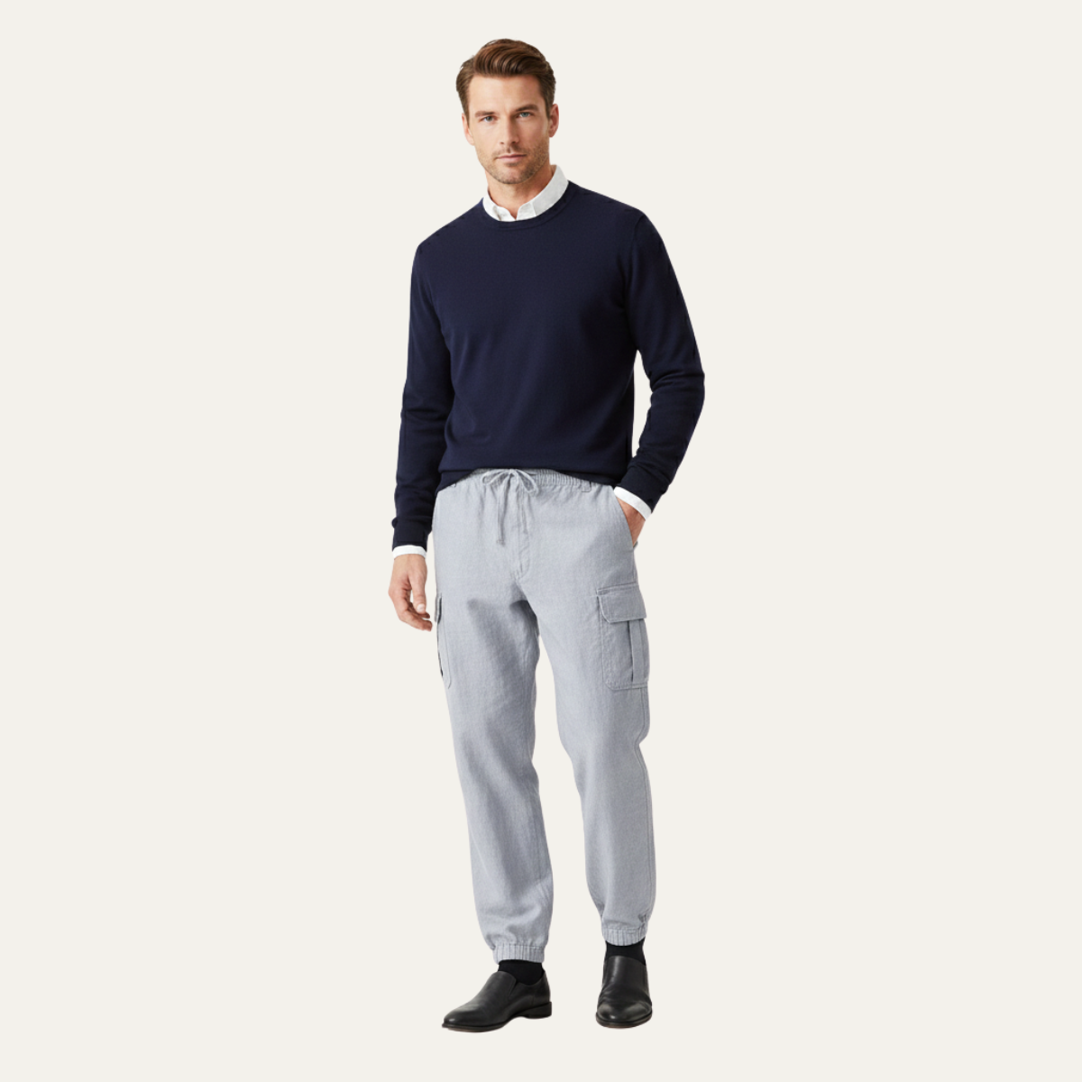 Lars | Men's Linen Pants White Drawstring Relaxed Fit