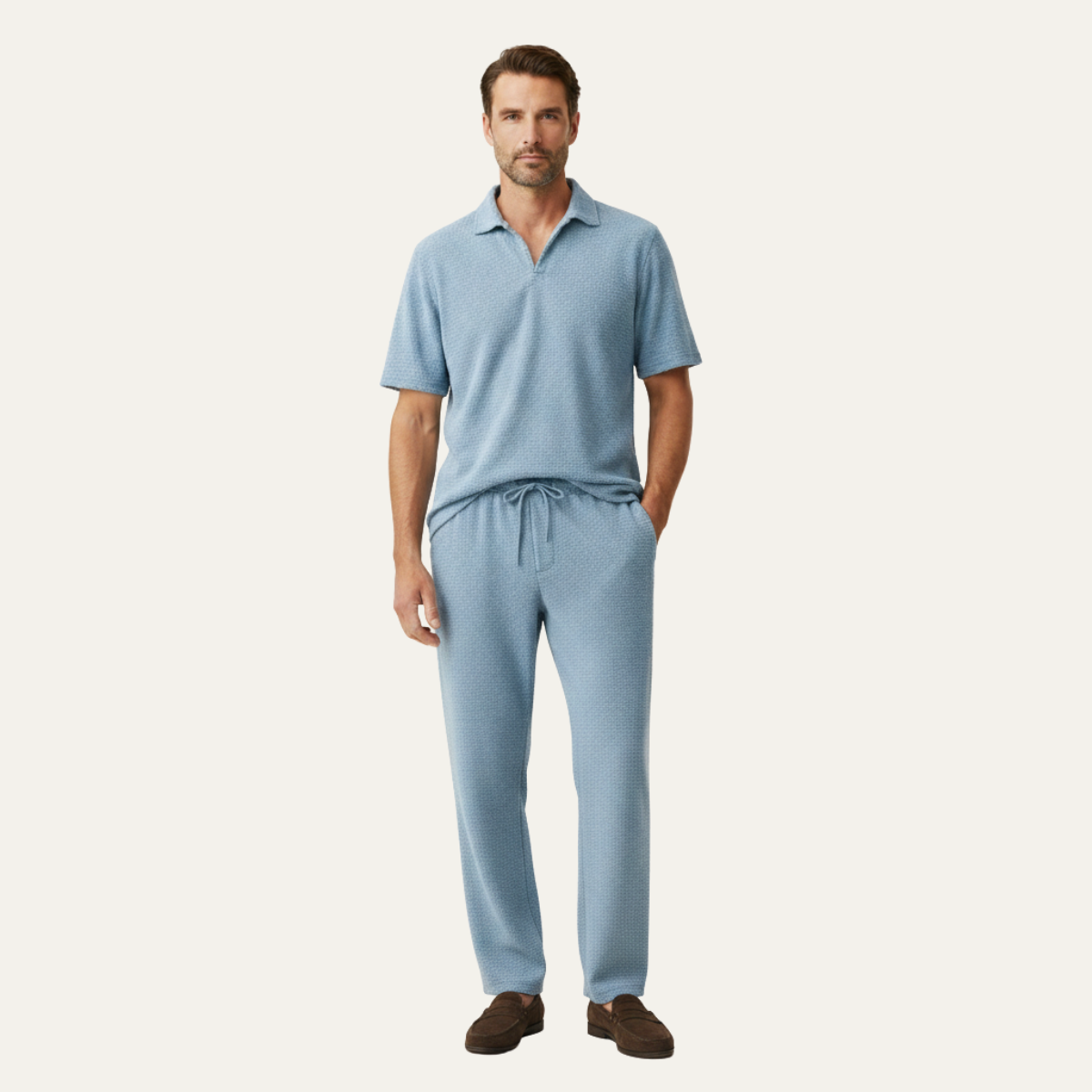Jasper | Men's Casual Linen Lounge Set Light Blue
