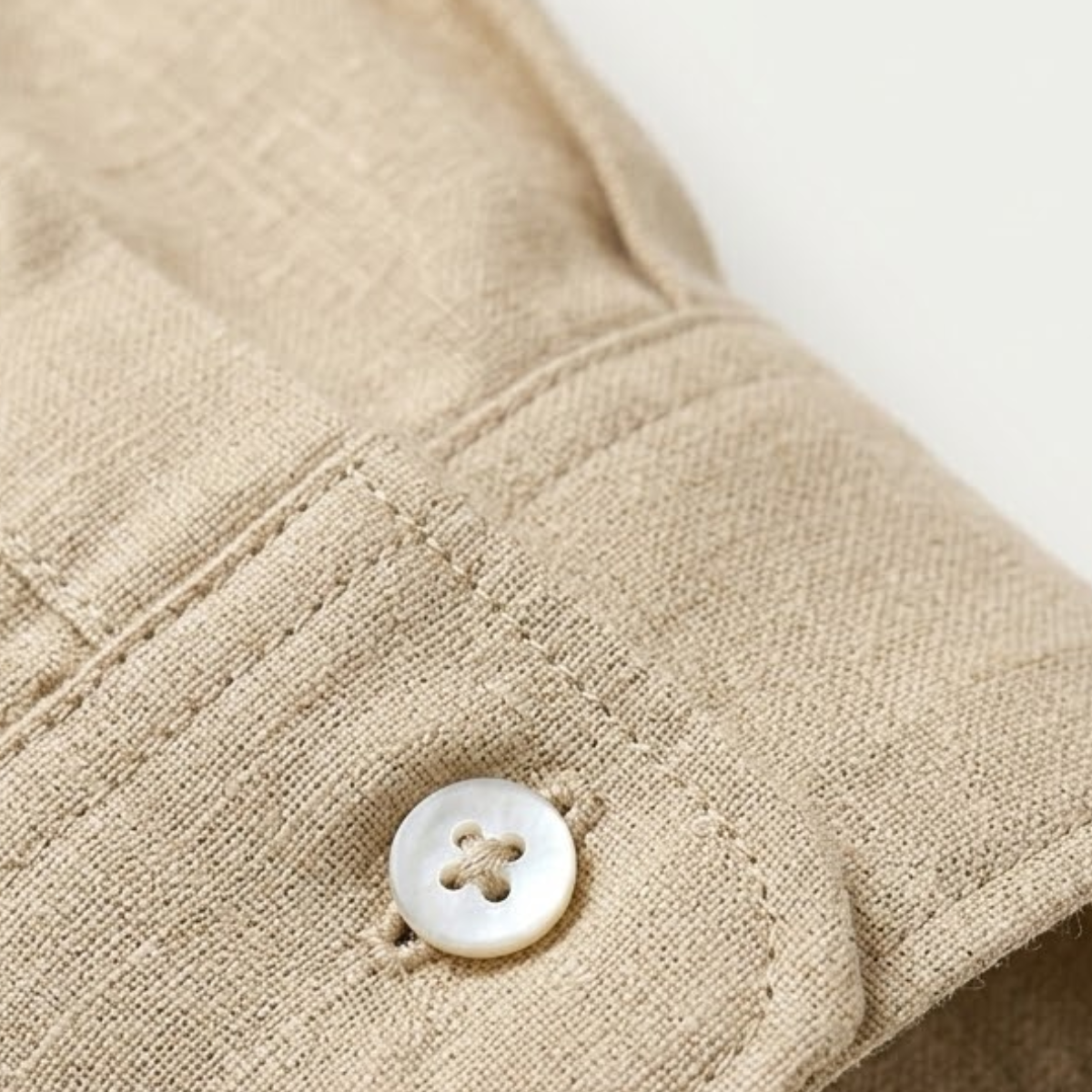 Eli | Men's Linen Shirt Cream Button Up Long Sleeve