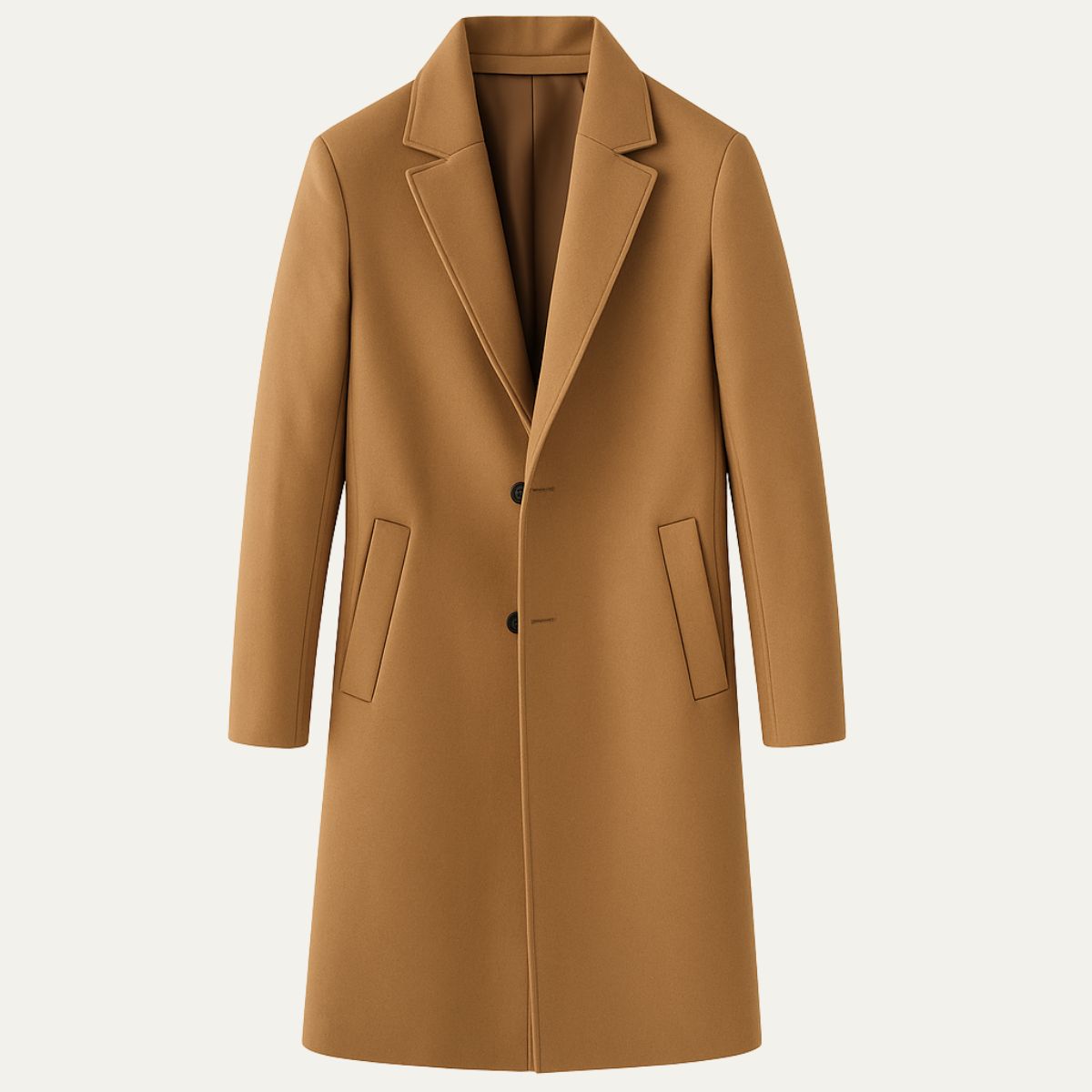 Voss | Men's Black Wool Overcoat Long Length