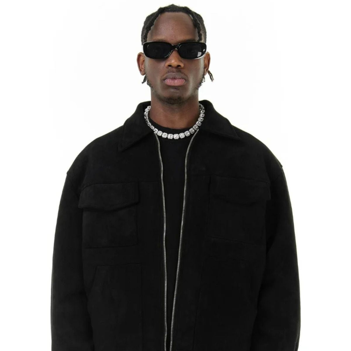 Axel | Men's Casual Suede Utility Jacket Black
