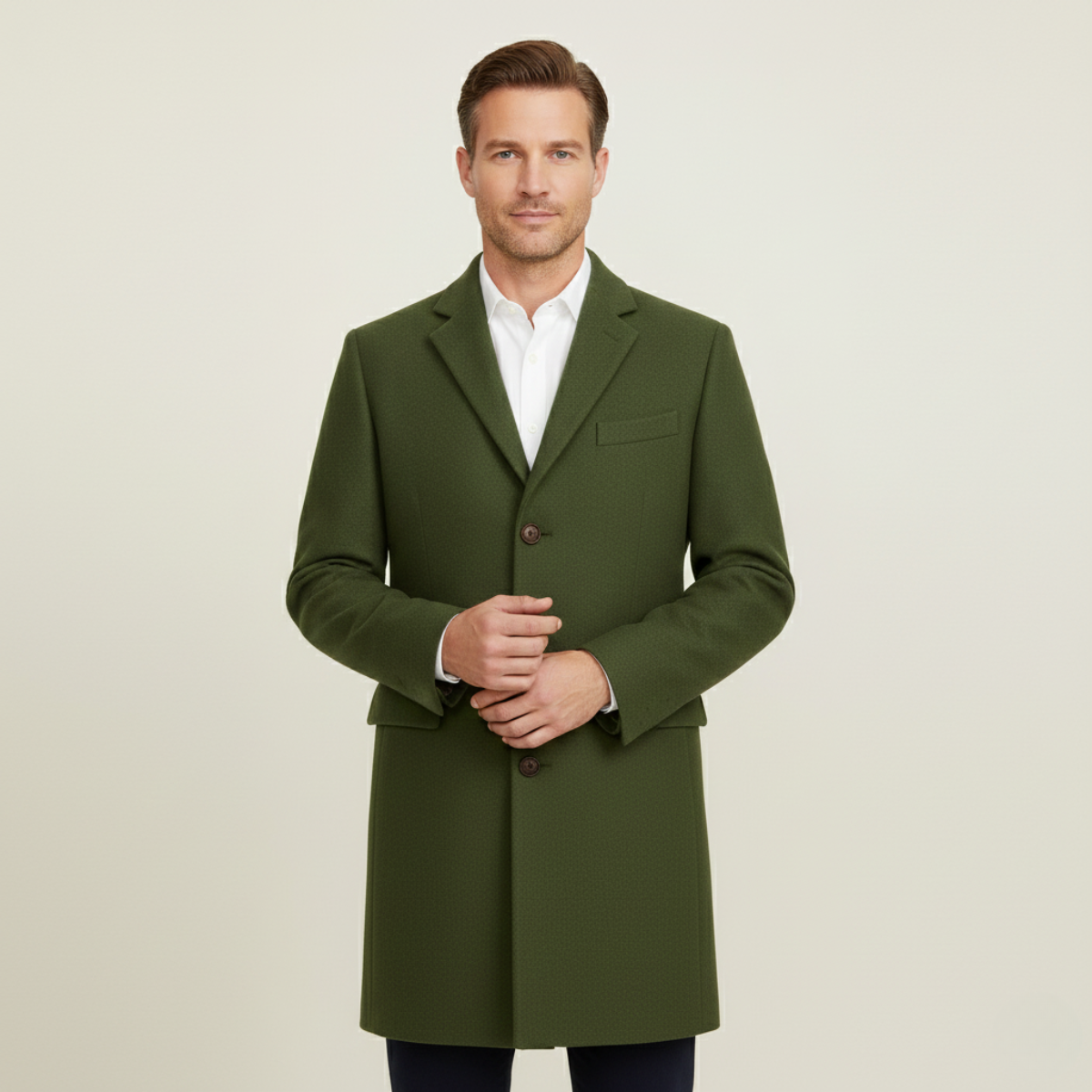 Blake | Men's Smart Single Breasted Wool Overcoat Black