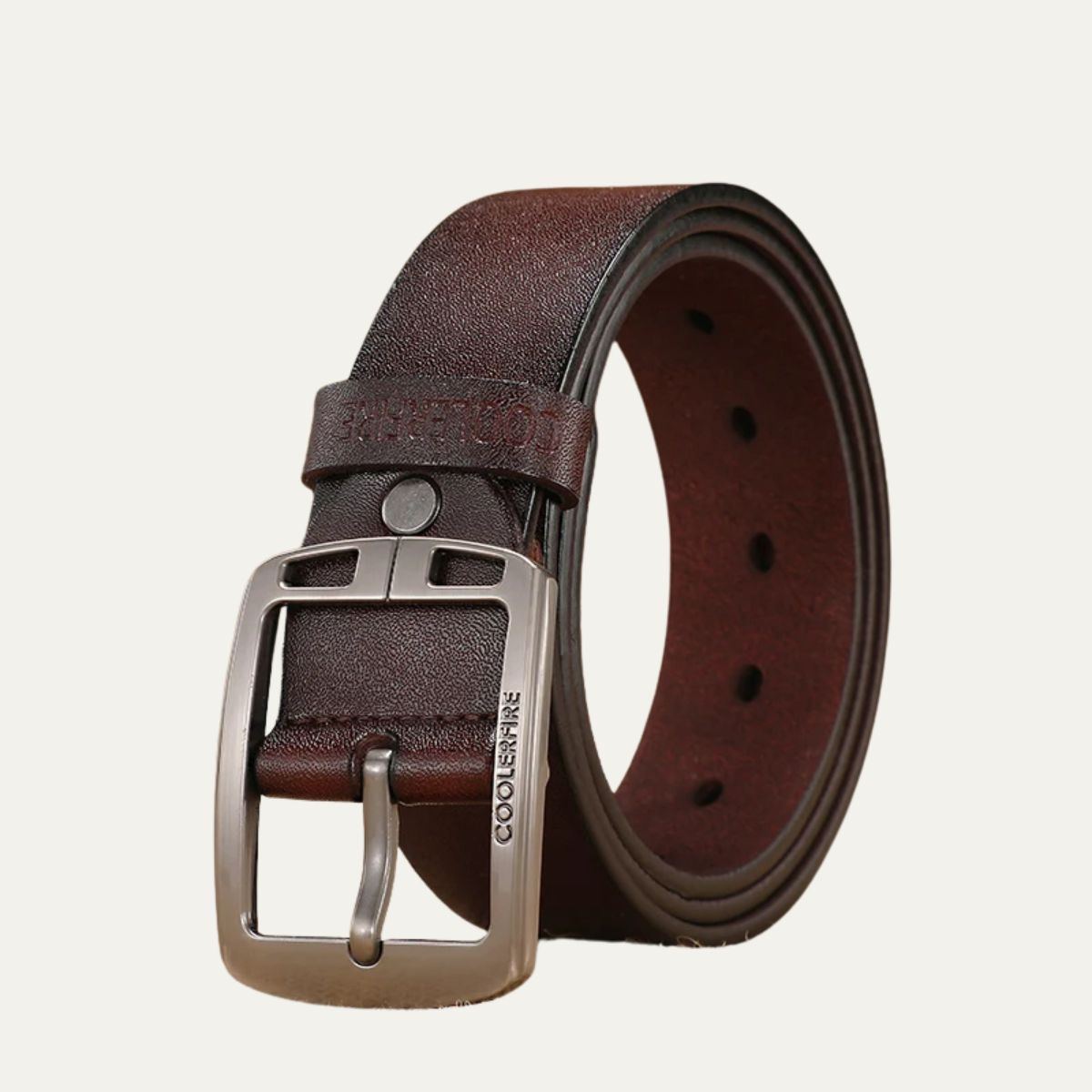 Dama Washington Demi men's leather belt brown buckle casual style - front view