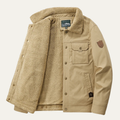 Dama Washington Beau men's sherpa lined utility jacket beige with pockets - front view
