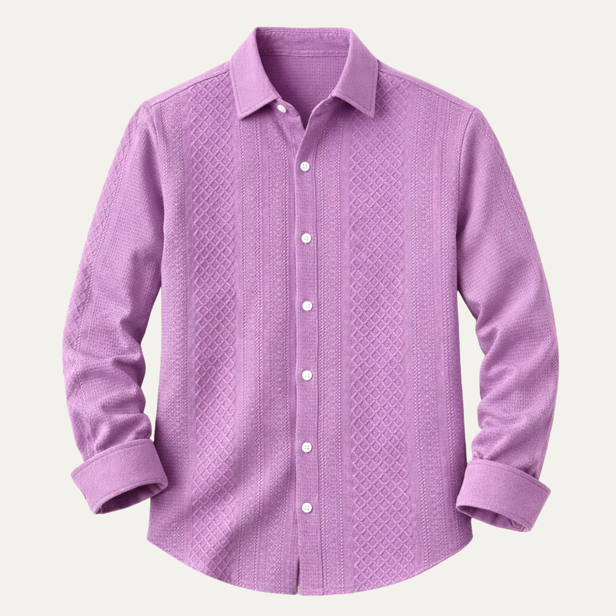 Beau | Men's Textured Button Up Shirt Lilac