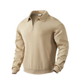 Dama Washington Wyatt men's quarter zip sweater cream geometric pattern - front view