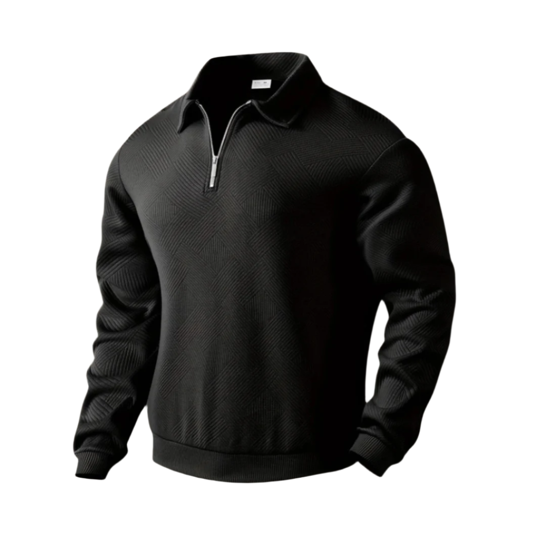 Wyatt | Men's Quarter Zip Sweater Cream Geometric Pattern