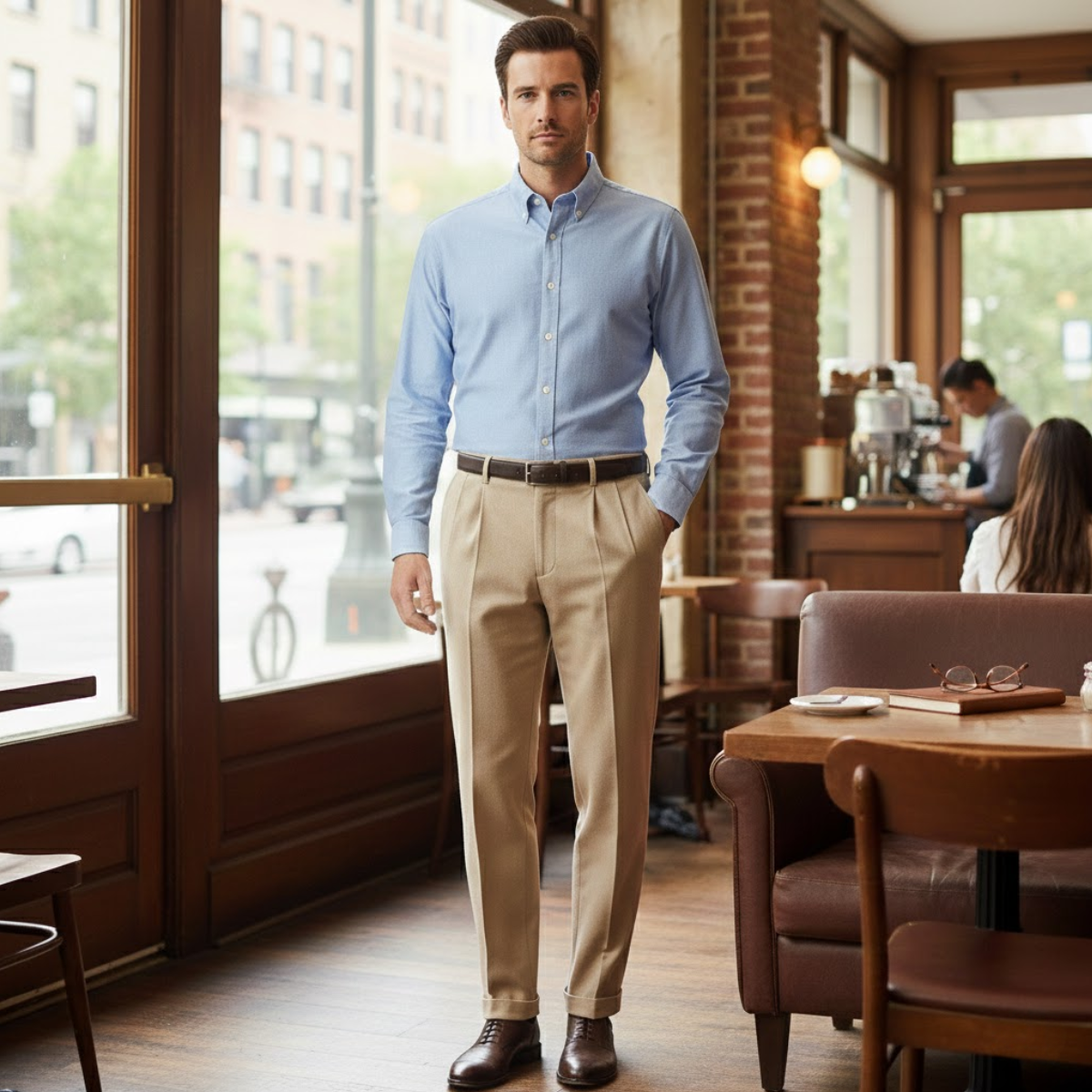 Blake | Men's Pleated Dress Pants Beige Tailored