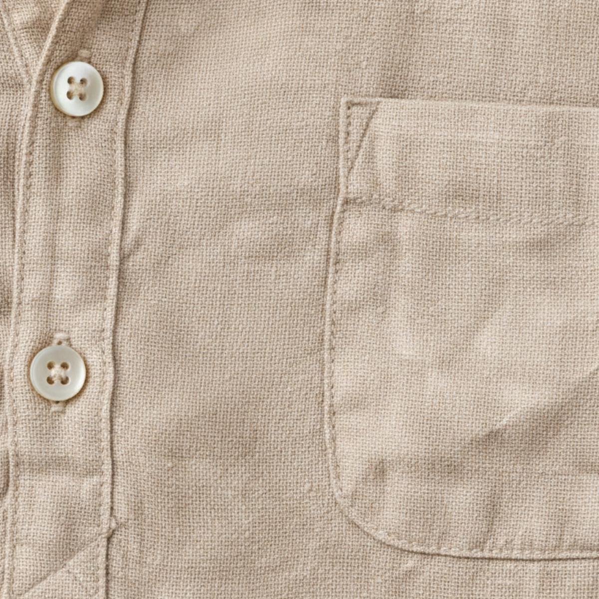 Ezra | Men's Linen Henley Shirt Cream Short Sleeve