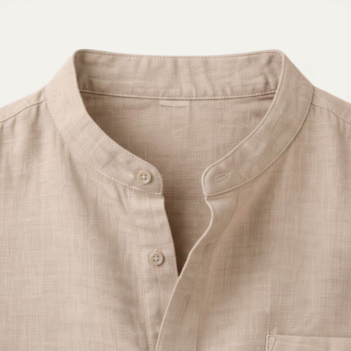 Callum | Men's Casual Linen Henley Black Short Sleeve