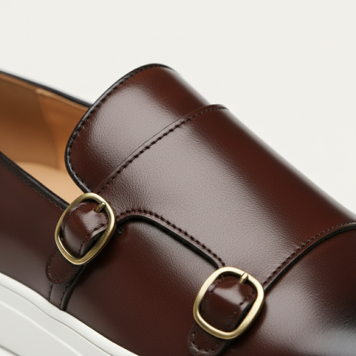 Ash | Men's Double Buckle Loafer Brown Leather White Sole