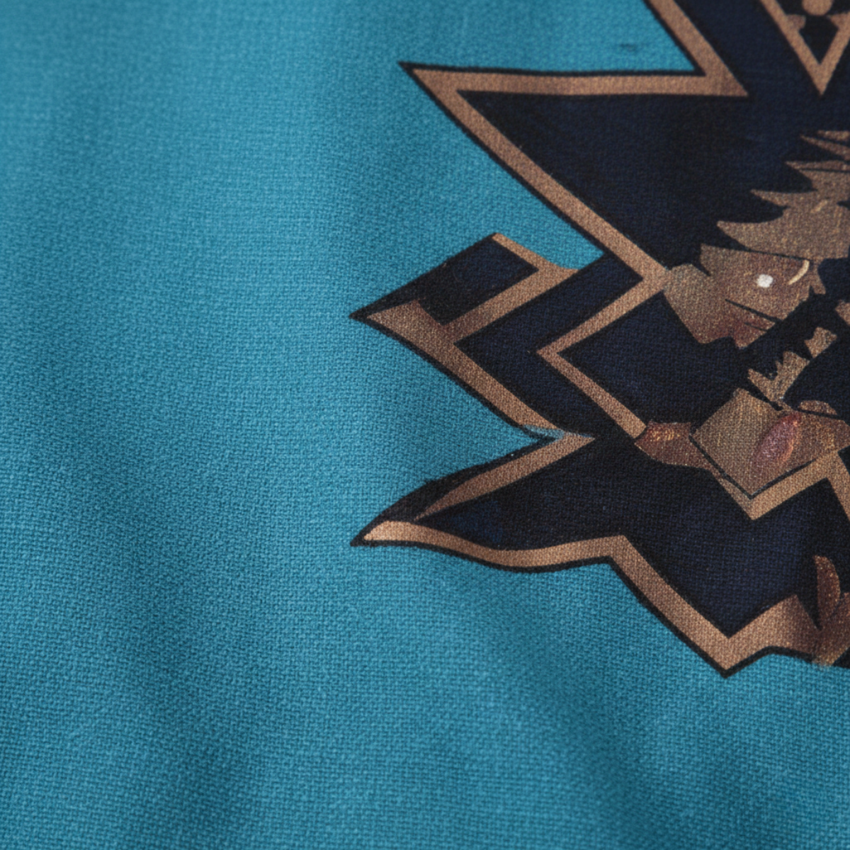 Wyatt | Men's Boho Button Up Shirt Teal Geometric Sleeves