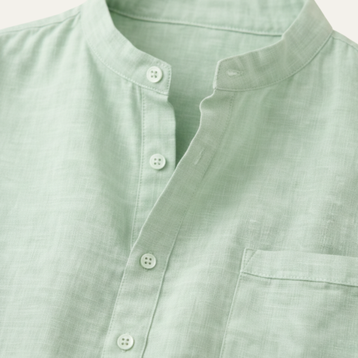 Beau | Men's Linen Henley Shirt White Short Sleeve